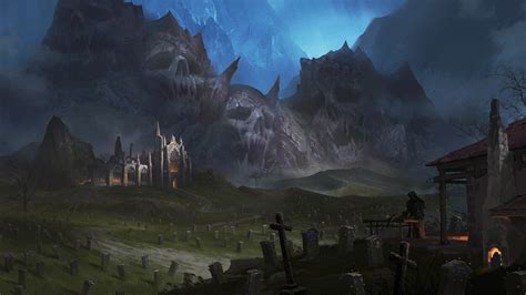 1080P Graveyard Grim Reaper Landscape Dark Skull HD Wallpaper