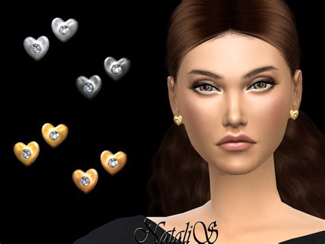 The Sims Resource Natalis Diamond Heart Stud Earrings