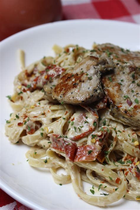 Grilled Pork And Sun Dried Tomato Alfredo Pasta I Heart Recipes