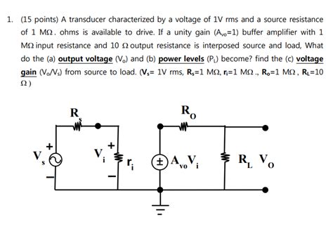 Solved A Transducer Characterized By A Voltage Of 1V Rms And Chegg