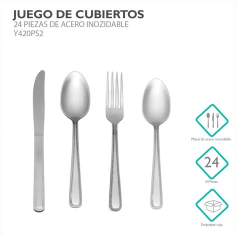 Set De Cubiertos Acero Inoxidable 24 Pzas PiquioMart