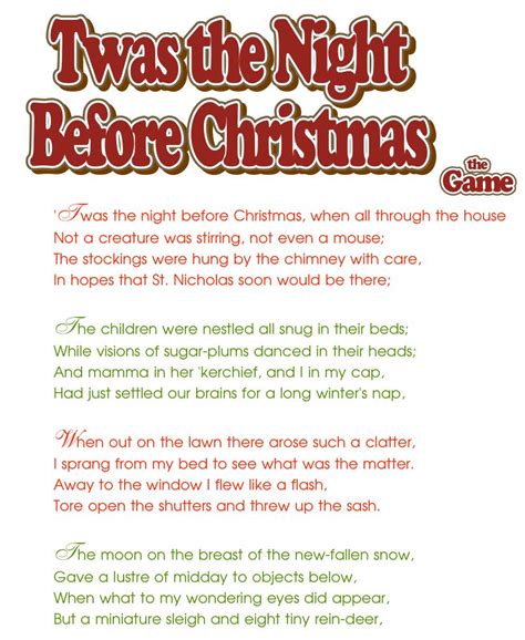 Twas The Night Before Christmas Printable Pdf