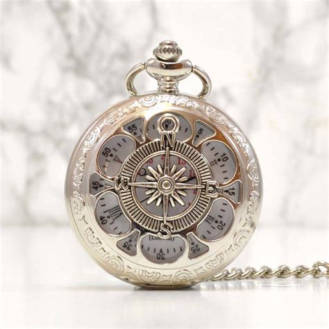 personalised silver plated pocket  compass design  giftsonlineu