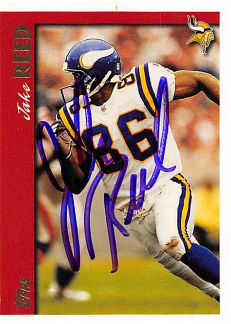 Jake Reed Autographed Football Card Minnesota Vikings 1997 Topps 201