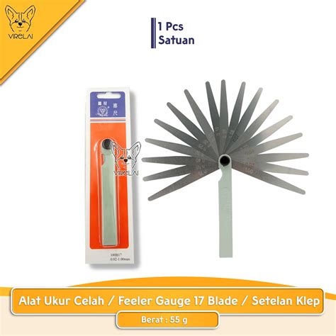 Alat Ukur Celah Feeler Gauge 17 Blade Puller Fuller Stelan Klep