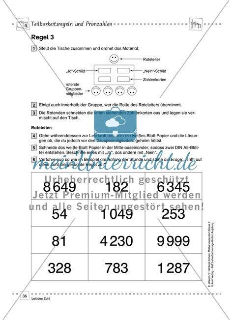 Teilbarkeitsregeln Und Primzahlen Meinunterricht