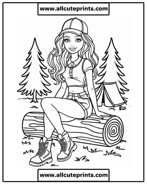 Barbie Camping Coloring pages for kids FREE 2024