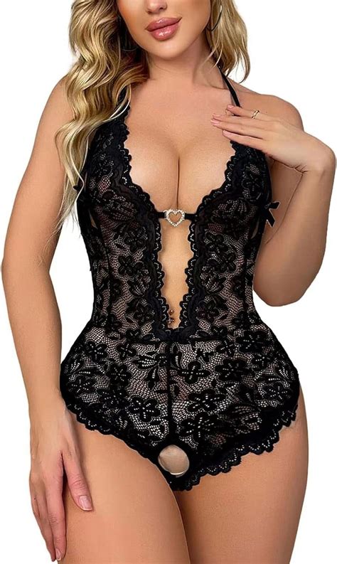 Olyric Women S Sexy Lingerie One Piece Women Deep V Teddy Floral Lace