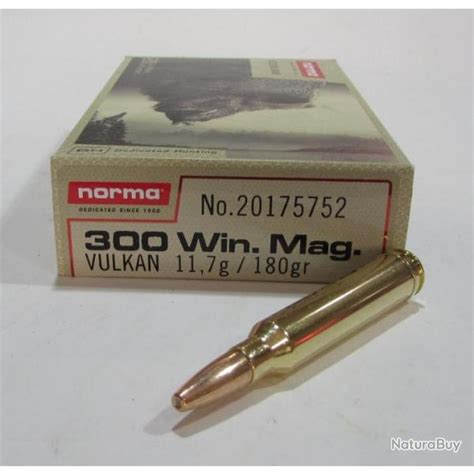 Boite 20 Cartouches Cal 300 Winchester Norma Vulkan 180 Grains Balles