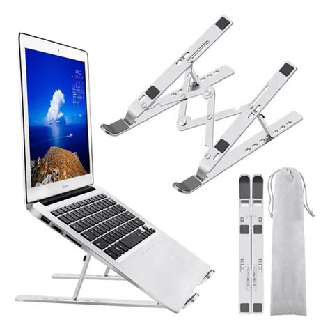 Soporte Base Notebook Regulable Aluminio Tablet Celular Color Plateado