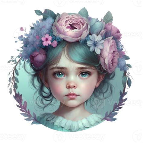 Cute Spring Girl Watercolor Illustration Ai Generated 27298301 Png