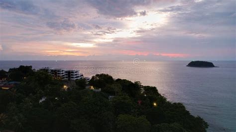 Top View of the Red Sunset, Ocean and Clouds. Stock Image - Image of ...