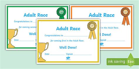 Sports Day Adult Race Certificates Hecho Por Educadores