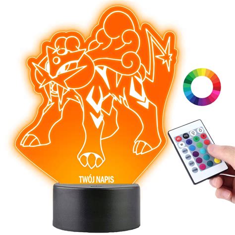 Lampka Na Biurko Statuetka Led Anime Pokemon Raikou Grawer Plexido