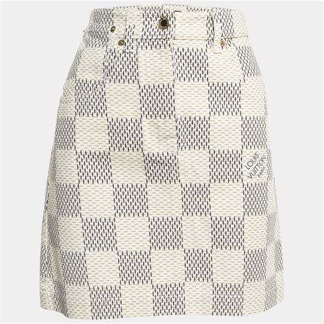 Louis Vuitton Cream Damier Azur Print Denim Mini Skirt M Louis Vuitton