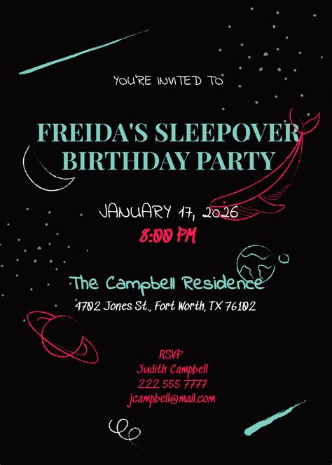 Free Chalkboard Sleepover Invitation Template Edit Online And Download