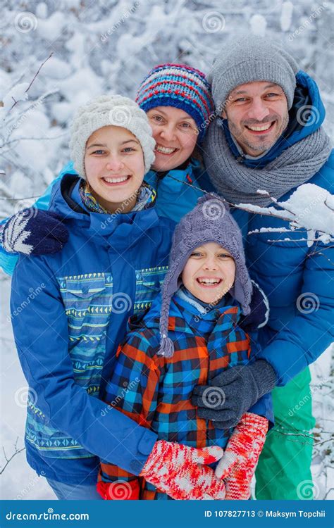 Happy Family Outdoors. Snow. Winter Vacation Stock Image - Image of ...