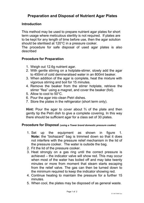 Preparation of Nutrient Agar Plates