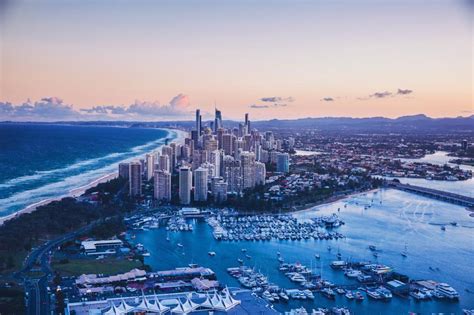 wallpaper coast city buildings evening hd widescreen high