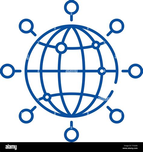 Global Connection Line Icon Concept Global Connection Flat Vector