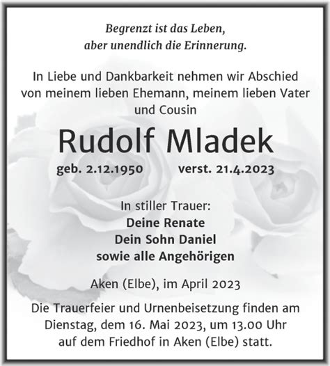 Traueranzeigen Von Rudolf Mladek Abschied Nehmen De