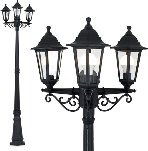 Minisun Traditional Victorian Style 2 2m Black 3 Way Ip44 Outdoor Garden Lamp Post Light