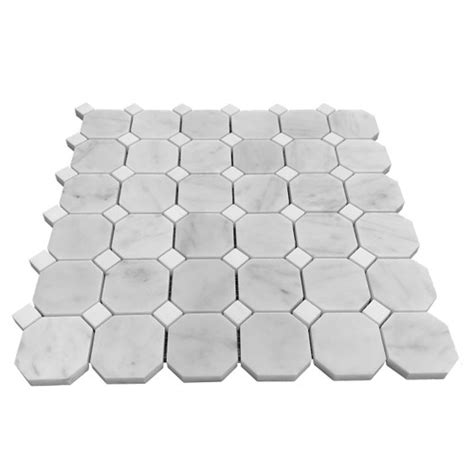 Carrara Marble Octagon Mosaic Tile With Bardiglio