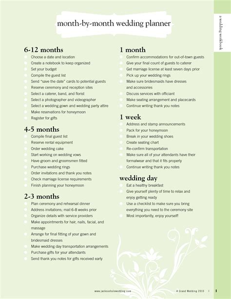 6 Months Wedding Checklist Printable Sergintelligence