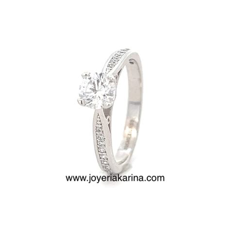 Anillo de compromiso en oro blanco 10k Joyería Karina