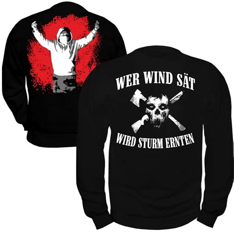 Pullover Sweatshirt Wer Wind Sät Wird Sturm Ernten Totenkopf Spruch