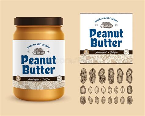 Peanut Butter Label And Packaging Design Template Stock Vector