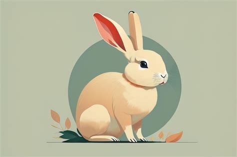 Ilustraci N Vectorial De Un Lindo Conejo Blanco Sentado Sobre Un Fondo