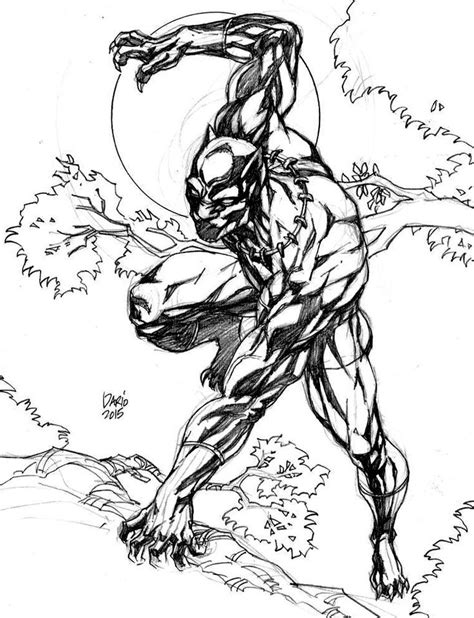 Black Panther Drawing (Black & White Art) | Black panther superhero ...