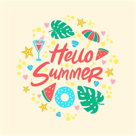 Free Vector Hand Drawn Hello Summer Lettering