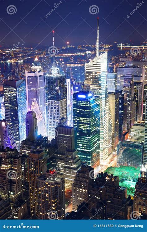 Times Square Aerial View at Night Stock Photo - Image of background ...