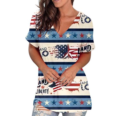 Brnmxoke Womens Plus Size American Flag T Shirts 2024 Plus Size Usa