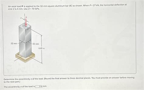 Solved An Axial Load P Is Applied To The 32 Mm Square Chegg