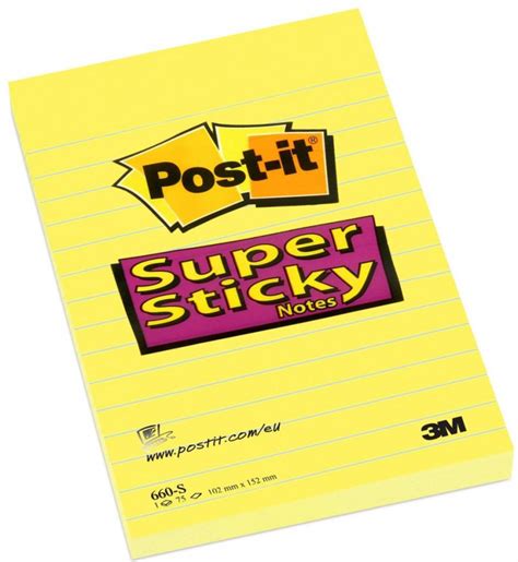 Karteczki Samoprzylepne Post It Super Sticky 102x152mm W Linie 3M