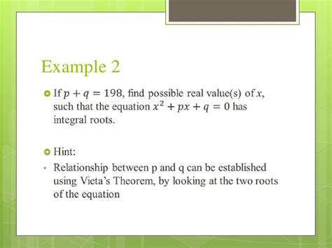 Application of vieta’s theorem