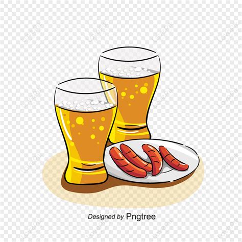 Cute Style Illustration Beer Sausage Sticker Pub Holiday Png White