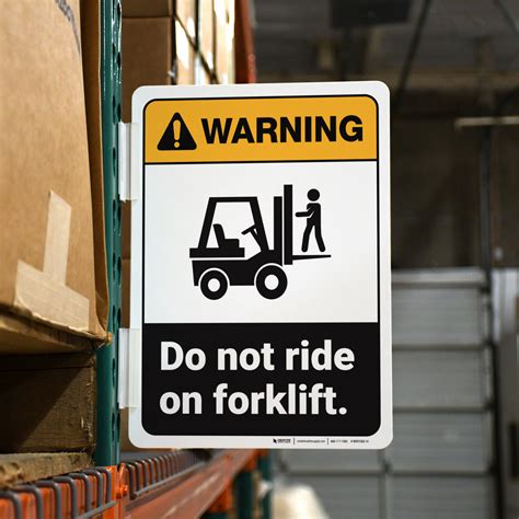 Warning Do Not Ride On Forklift Portrait Double Sided Cone Signs