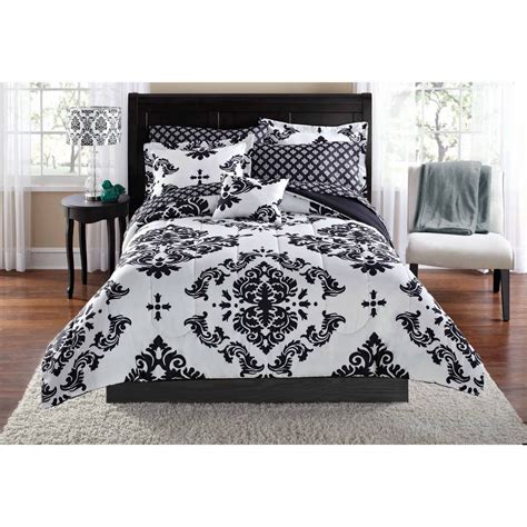 Mainstays Black 6 Piece Bed In A Bag Comforter Set With Sheets Twin