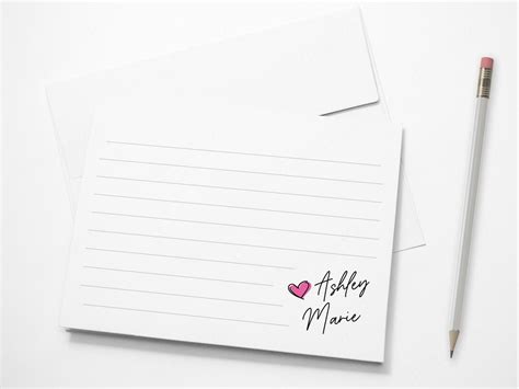 Personalized Heart Stationery Heart Signature Note Cards Heart Signed