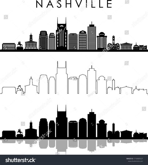 Nashville City Skyline Silhouette Cityscape Vector Stock Vector ...