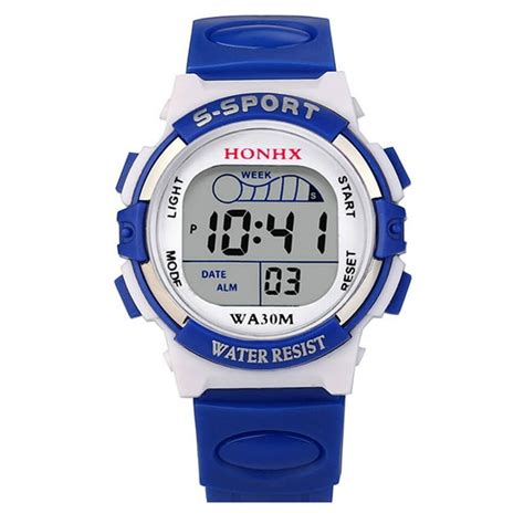 Waterproof Children Boys Digital LED Sports Watch Kids Alarm Date Watch Gift Gizmo Watch for ...