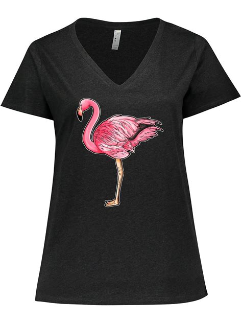 Inktastic Pink Flamingo Womens Plus Size V Neck T Shirt