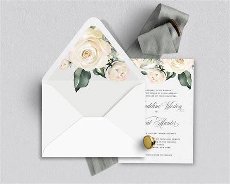 Floral Wedding Envelope Liner Template Printable Envelope Etsy