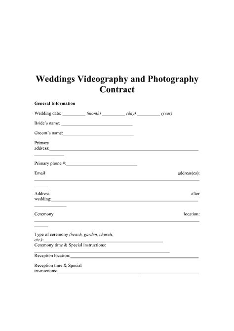 Wedding Videography Contract Template Word Printable Word Searches