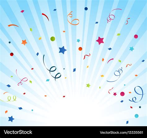 Colorful confetti on blue background Royalty Free Vector