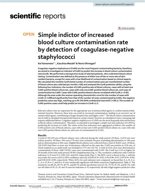 Pdf Simple Indictor Of Increased Blood Culture Contamination Rate By